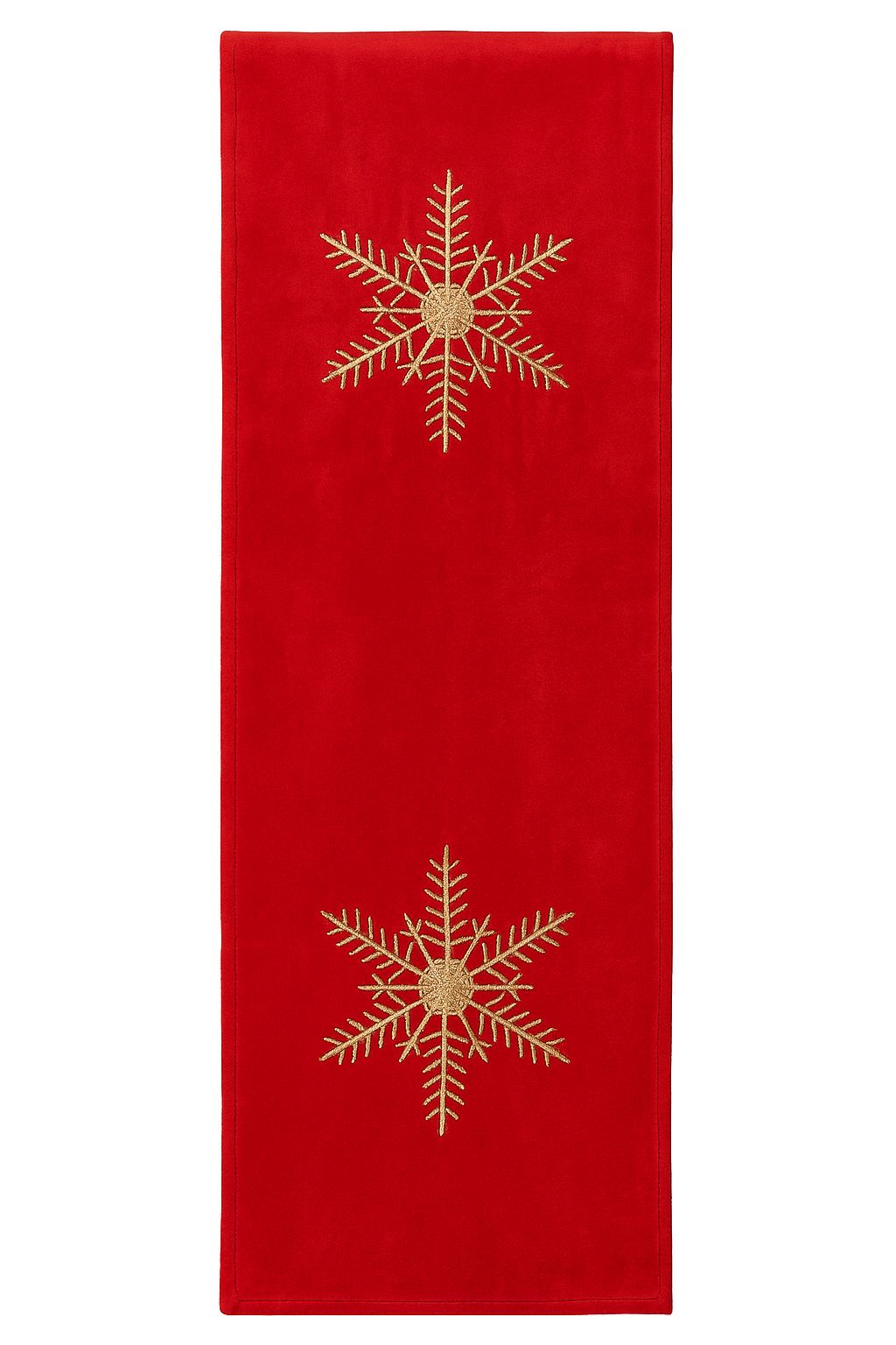 Gold Snowflake Red Table Runner