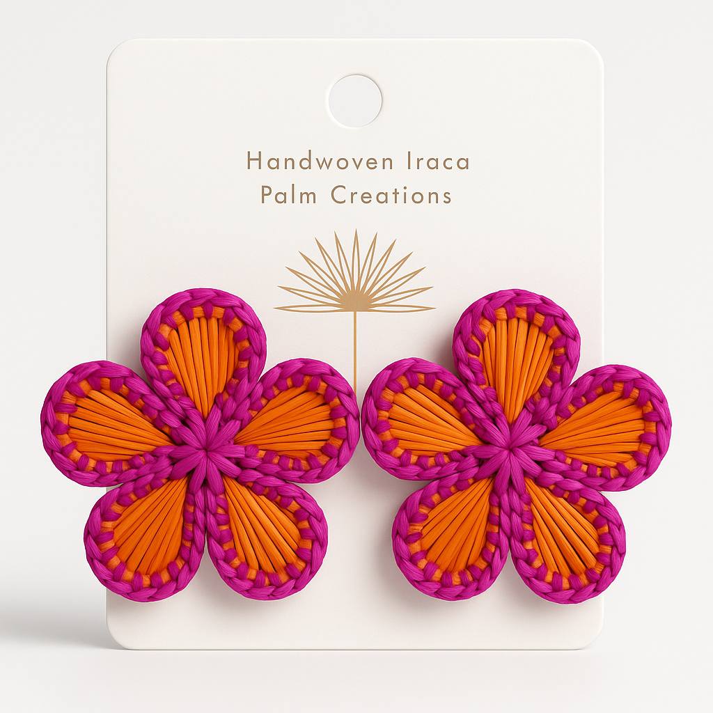 EARRING GARDENIA ORANGE&PINK