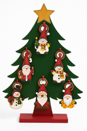 Árbol Decorativo con Camionetas Rojas y Muñecos de Nieve | Red Truck & Snowman Wooden Tree