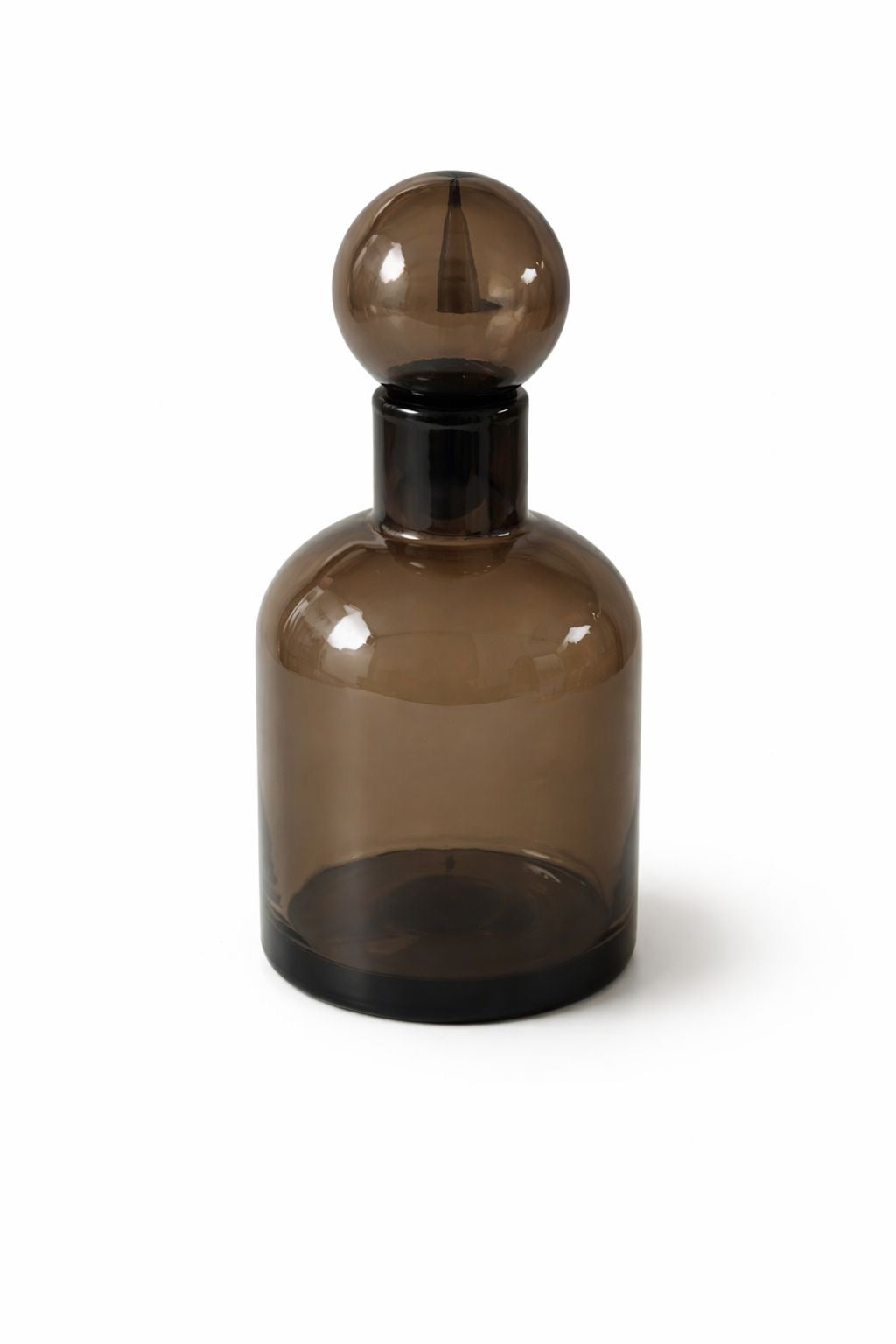 Botella Decorativa de Vidrio Ahumado con Tapón Esférico S