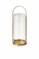 Farol Decorativo de Vidrio con Base Dorada L