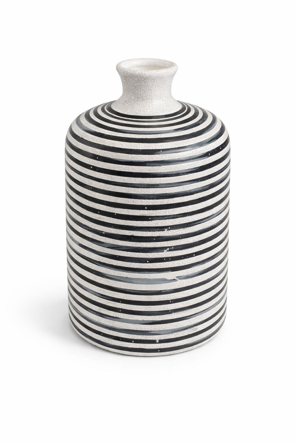 Florero Decorativo Cerámico con Diseño Rayado M