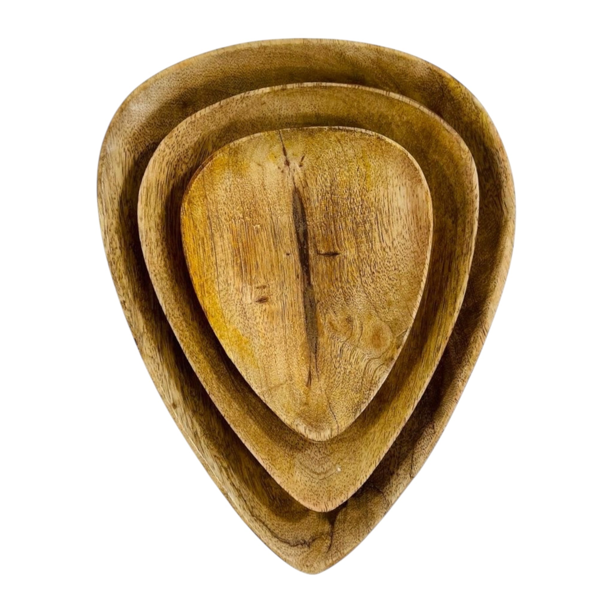 SET MANGO WOOD TRIANGULAR TRAY