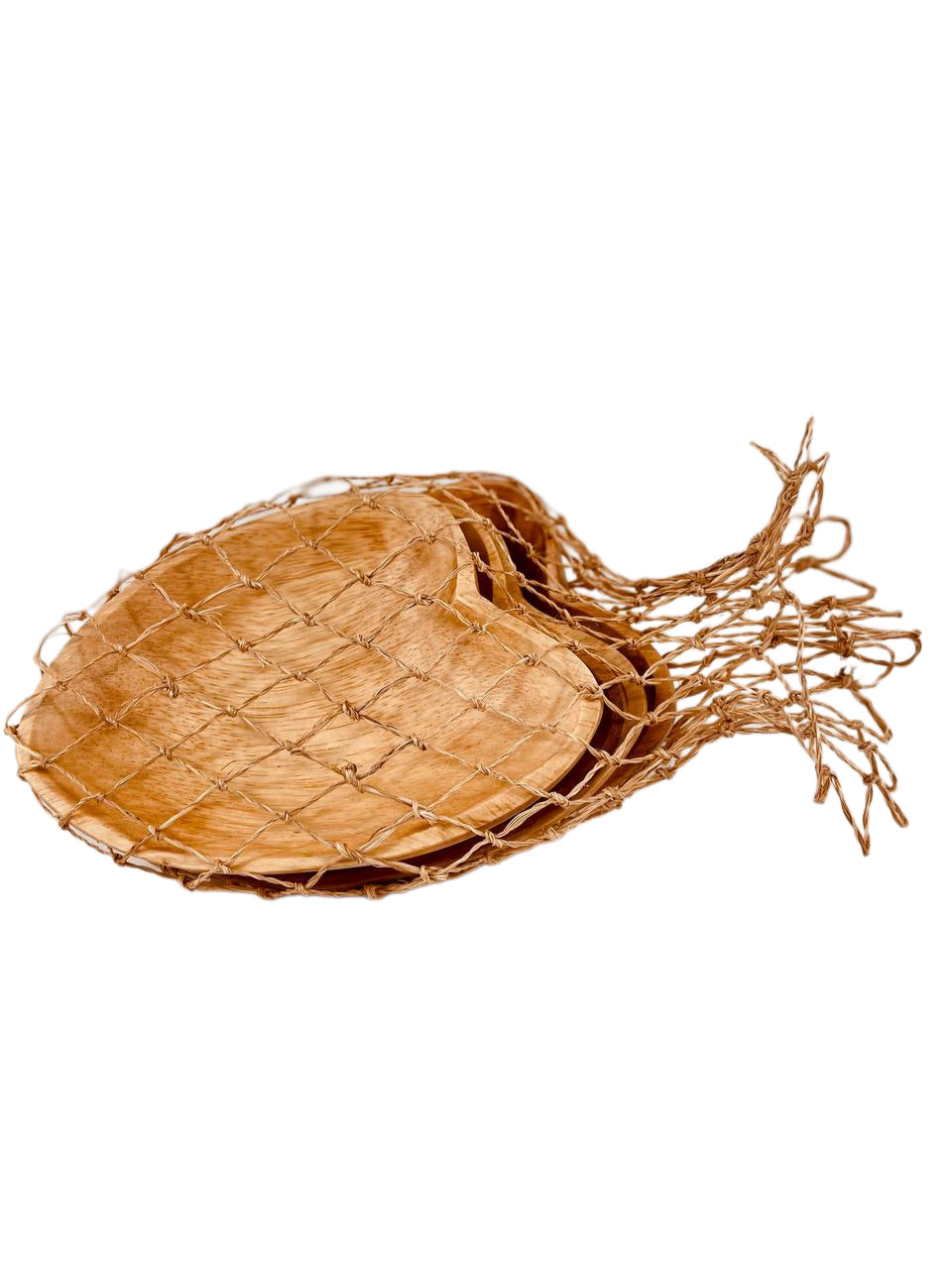 SET 4 ACACIA WOOD HEART TRAYS