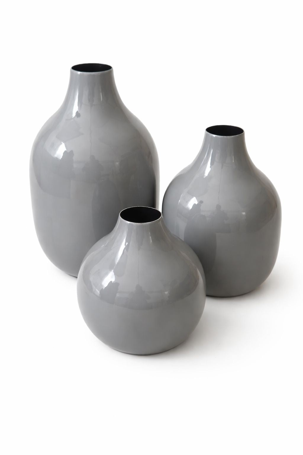 Set de Jarrones Decorativos en Cerámica Gris