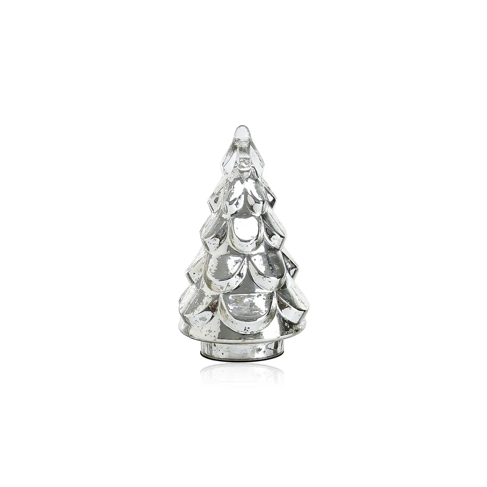 Árbol Navideño de Cristal Plateado – 10.6”