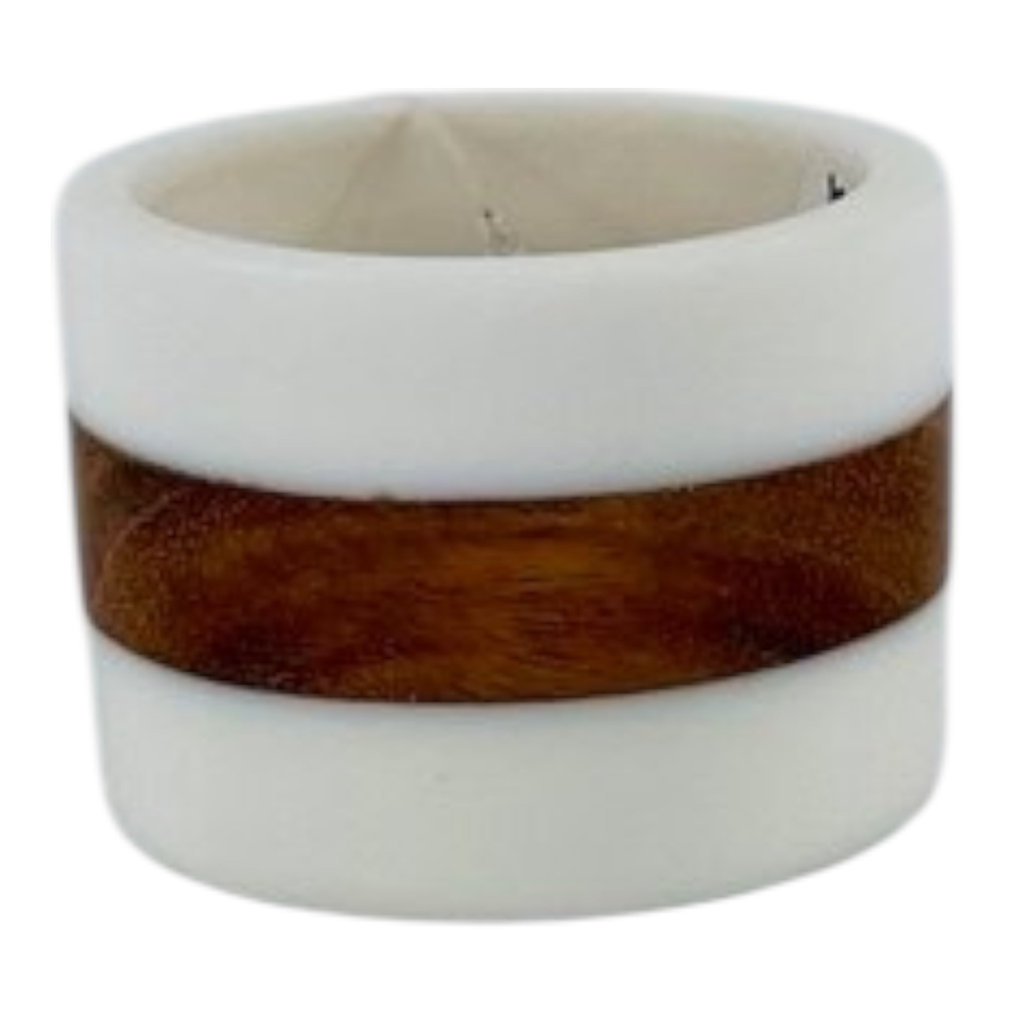 WHITE RESIN NAPKIN RING WITH WOOD set/4