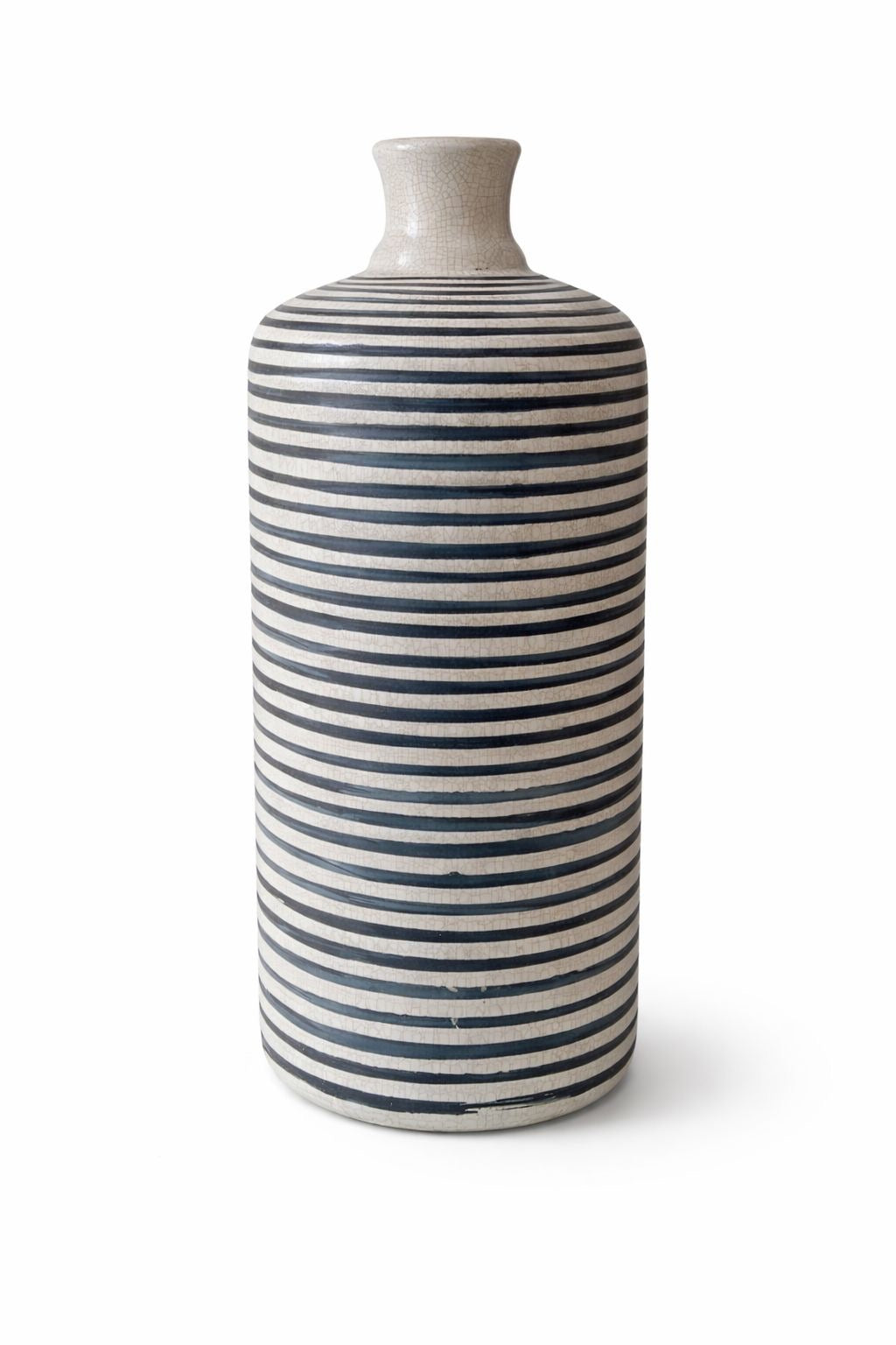 Florero Decorativo Cerámico con Diseño Rayado L