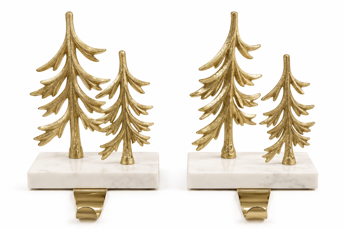 Gold Christmas Tree Stocking Holders – Set de 2
