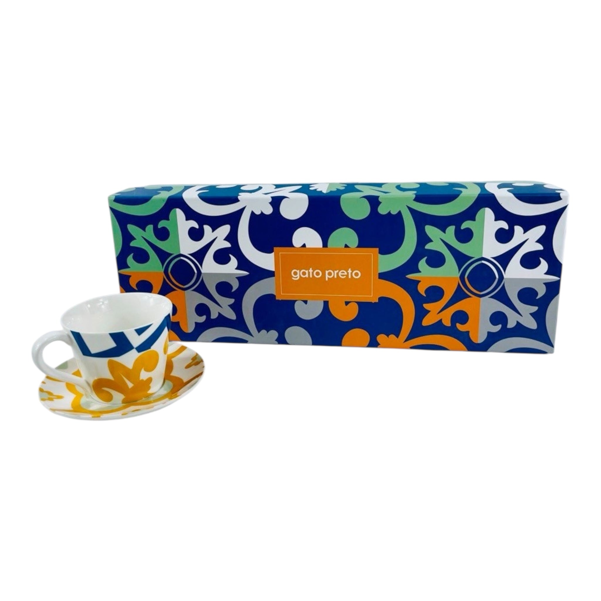 SET 6 TAZAS AZULEJOS GATO PETRO