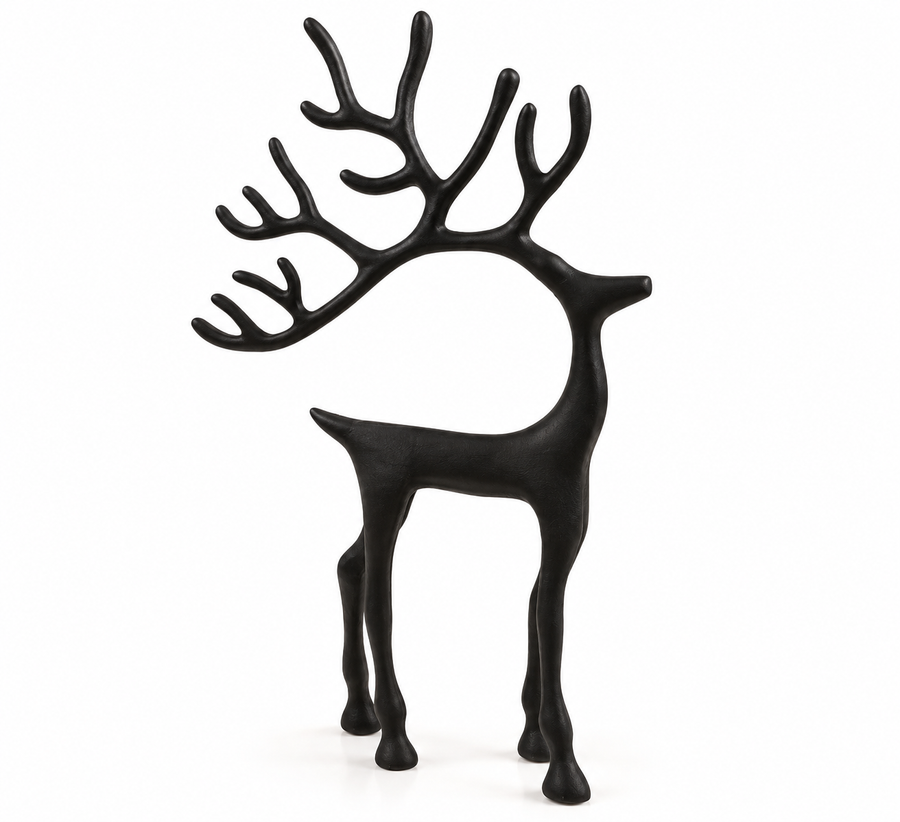 Black Reindeer Sculpture – Metal
