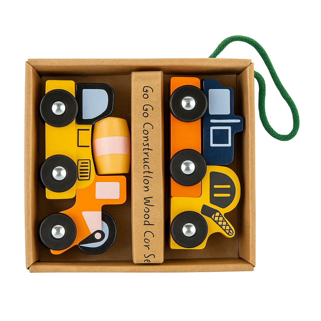 Go Go Construction – Set de Carros de Madera