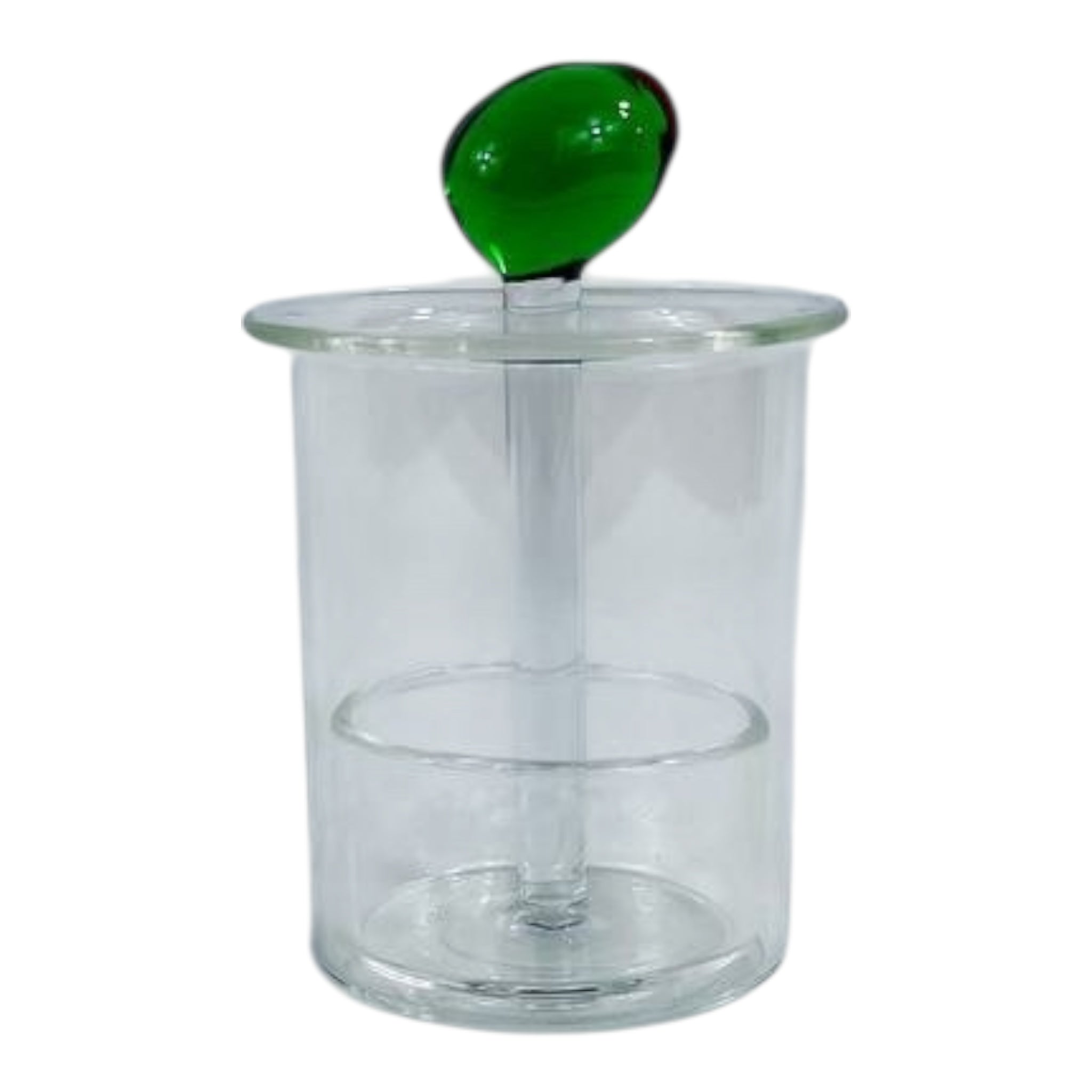 RD GLASS TOOTHPICK HOLDER WITH OLIVE