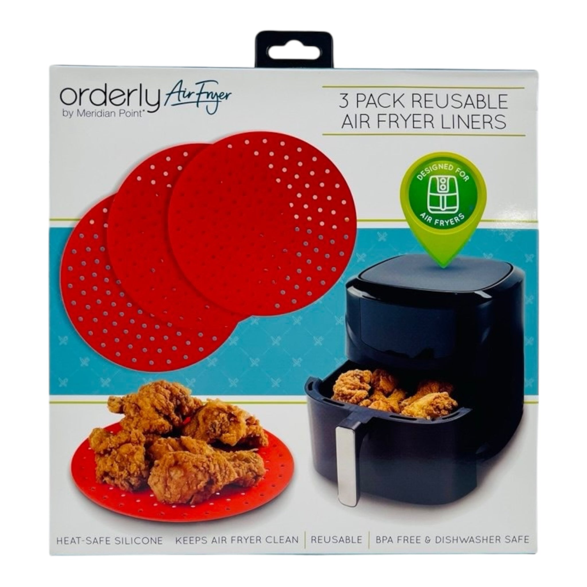 SET 3 REUSABLE SILICONE AIR FRYER LINERS