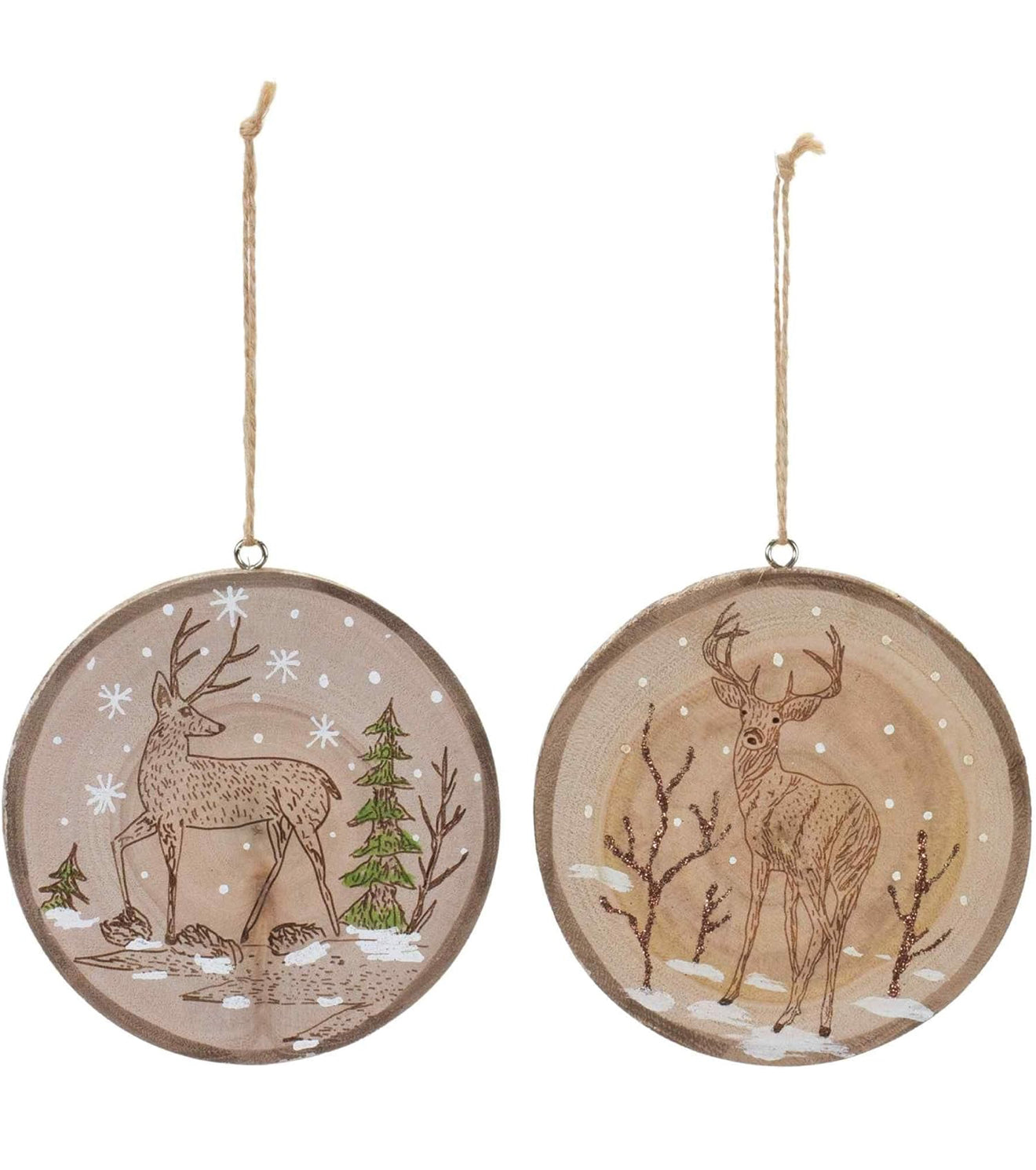 Wood Deer Tree Ornament - 2 variety