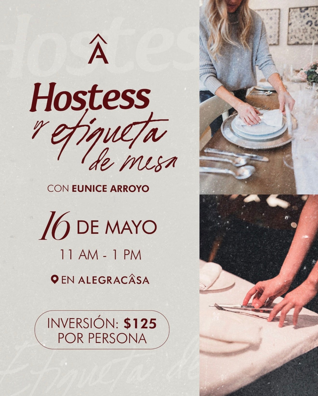 Hostess y Etiqueta de Mesa con Eunice Arroyo