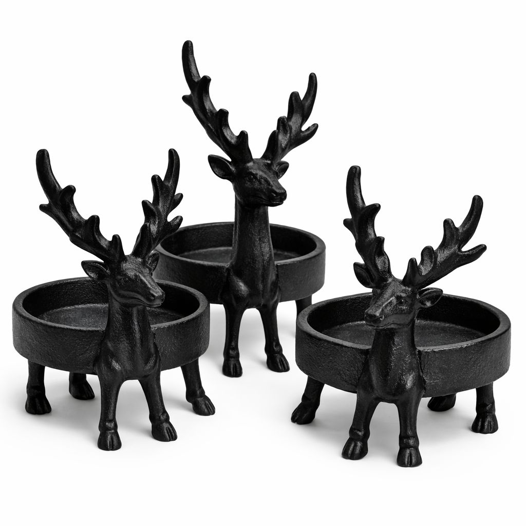 Cast Iron Brass Reindeer Bell Set Of 3