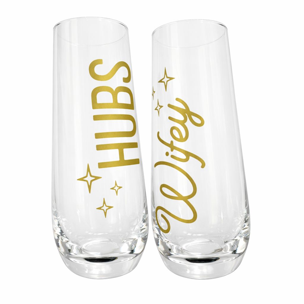 Copas “Hubs & Wifey” Dorado Elegante Set of 2