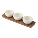 Mango Wood Tray w Stoneware Bowls, Cream
