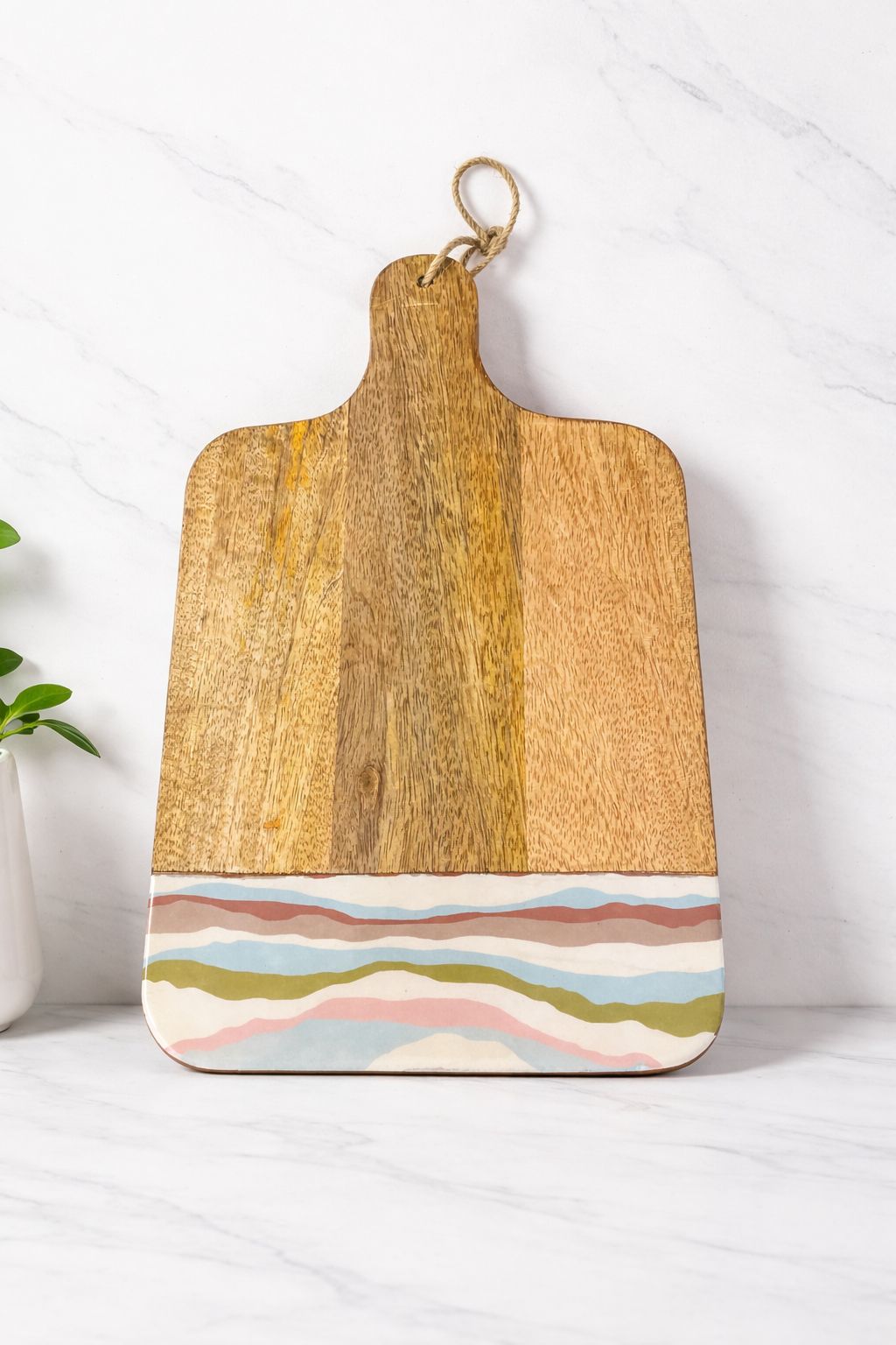 Wood/ Enamel Wavy Cutting Board
