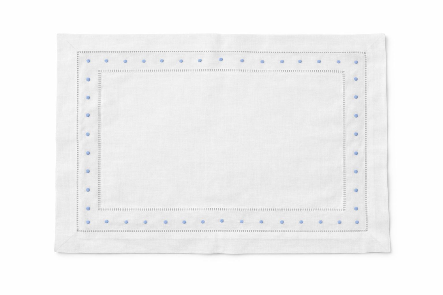 14”x20” Placemats, Linen/ Cotton. White & Blue