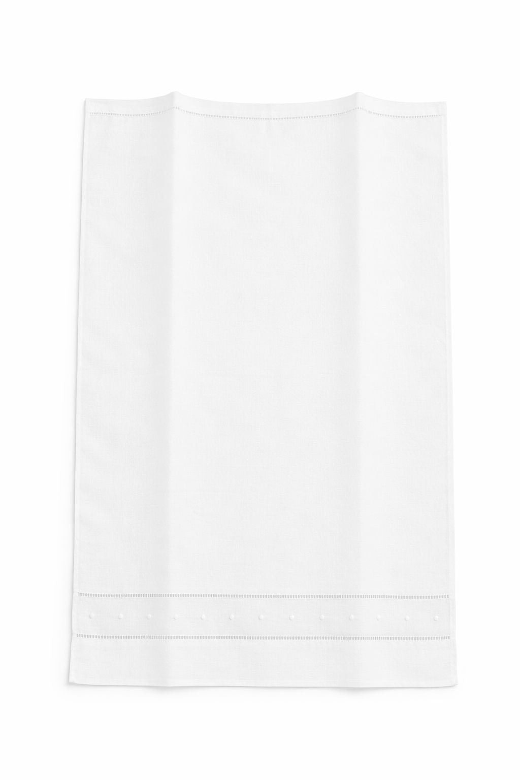 Hand Towel W/ Double Hemstitch & Swiss Dot (White)