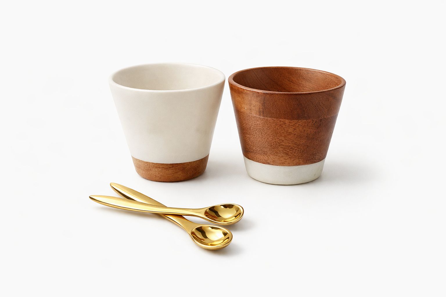 Marble/ Mango Wood Pinch Pot w Spoon, 2 Sty