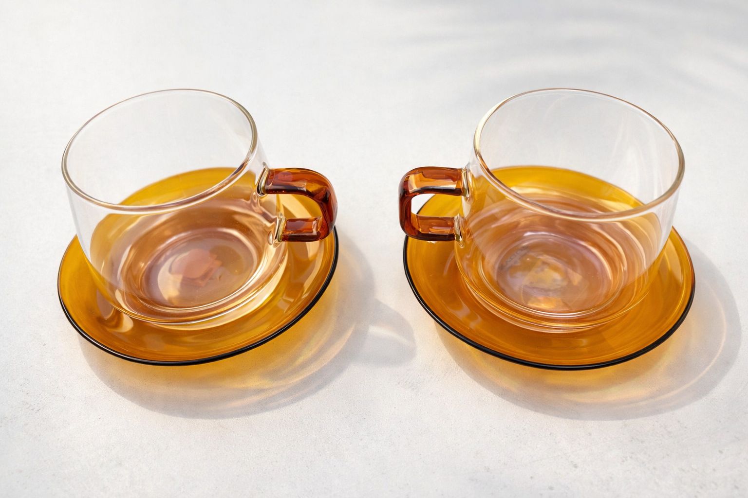 Set de Tazas de Vidrio con Plato (Tono Naranja)