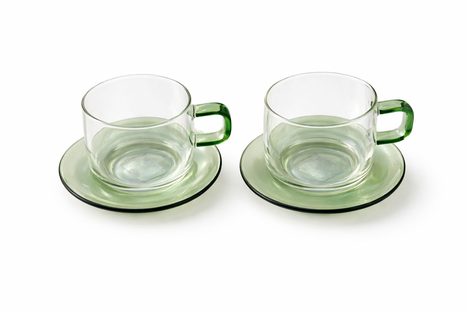 Set de Tazas de Vidrio con Plato (Tono Verde)