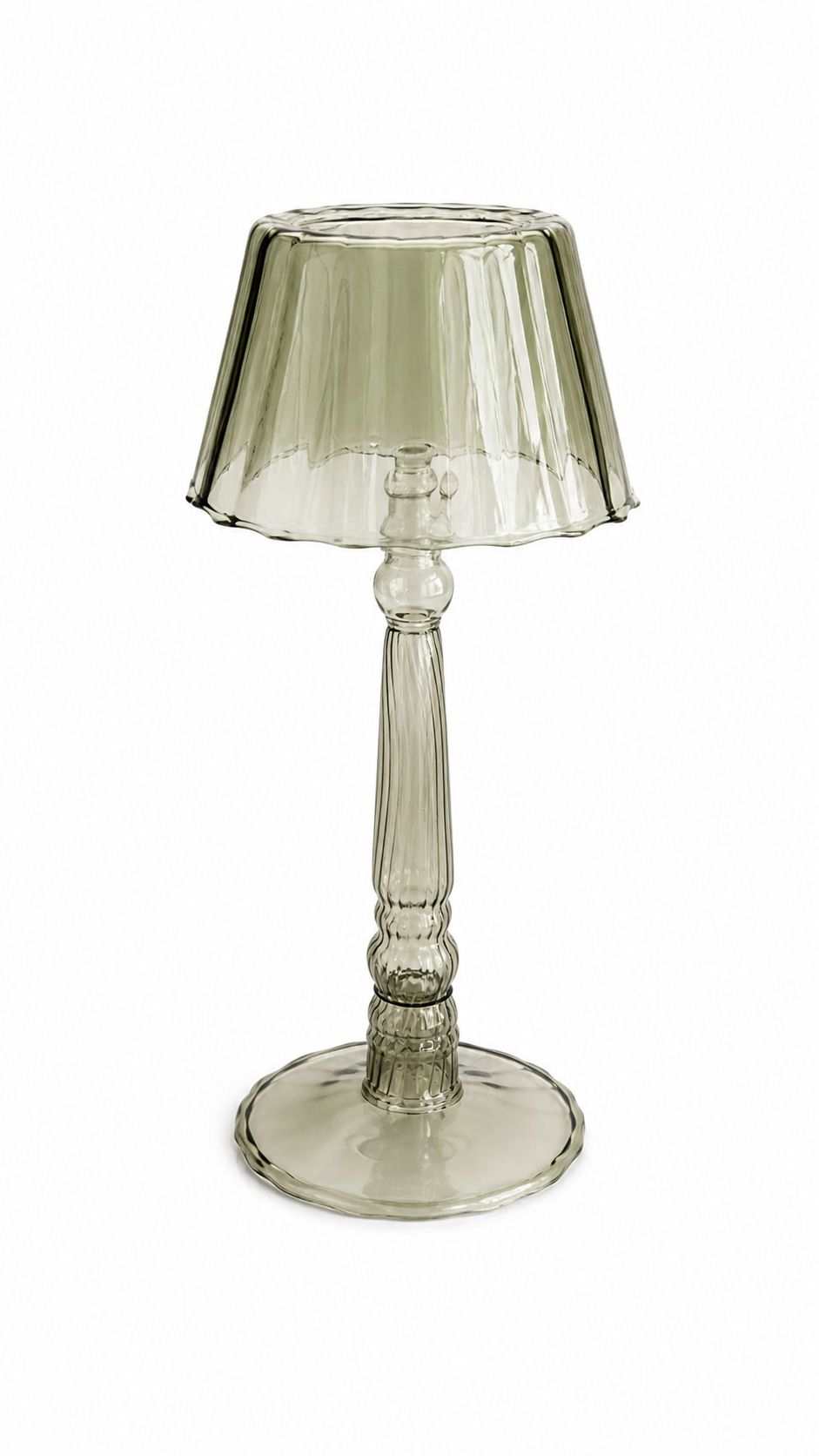 Lámpara Decorativa Cristal Verde Sage M (Porta Vela)