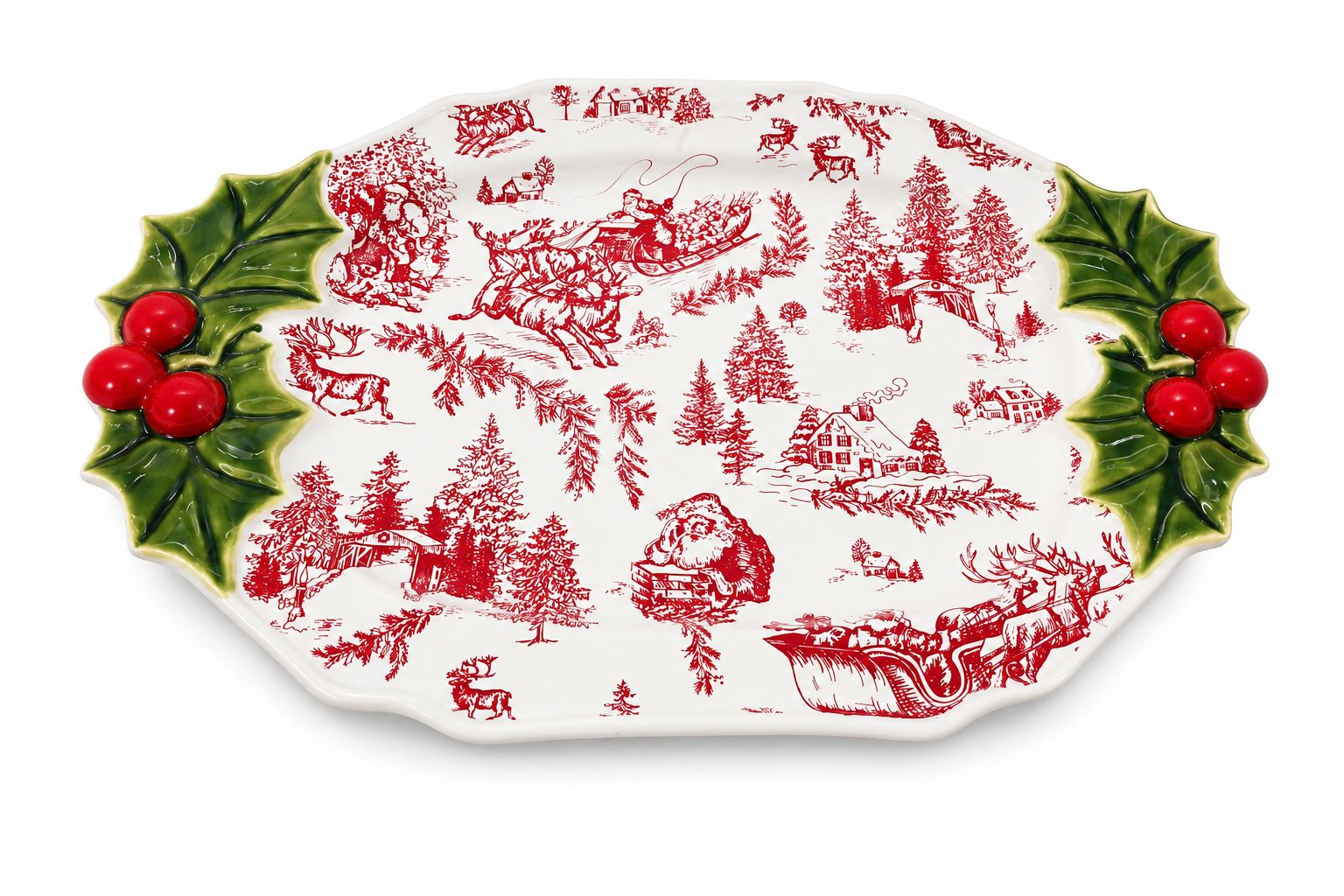 Bandeja Decorativa Winter Holly Charm