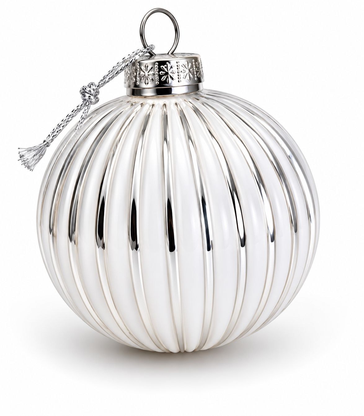 WHITE LINE BALL ORNAMENT