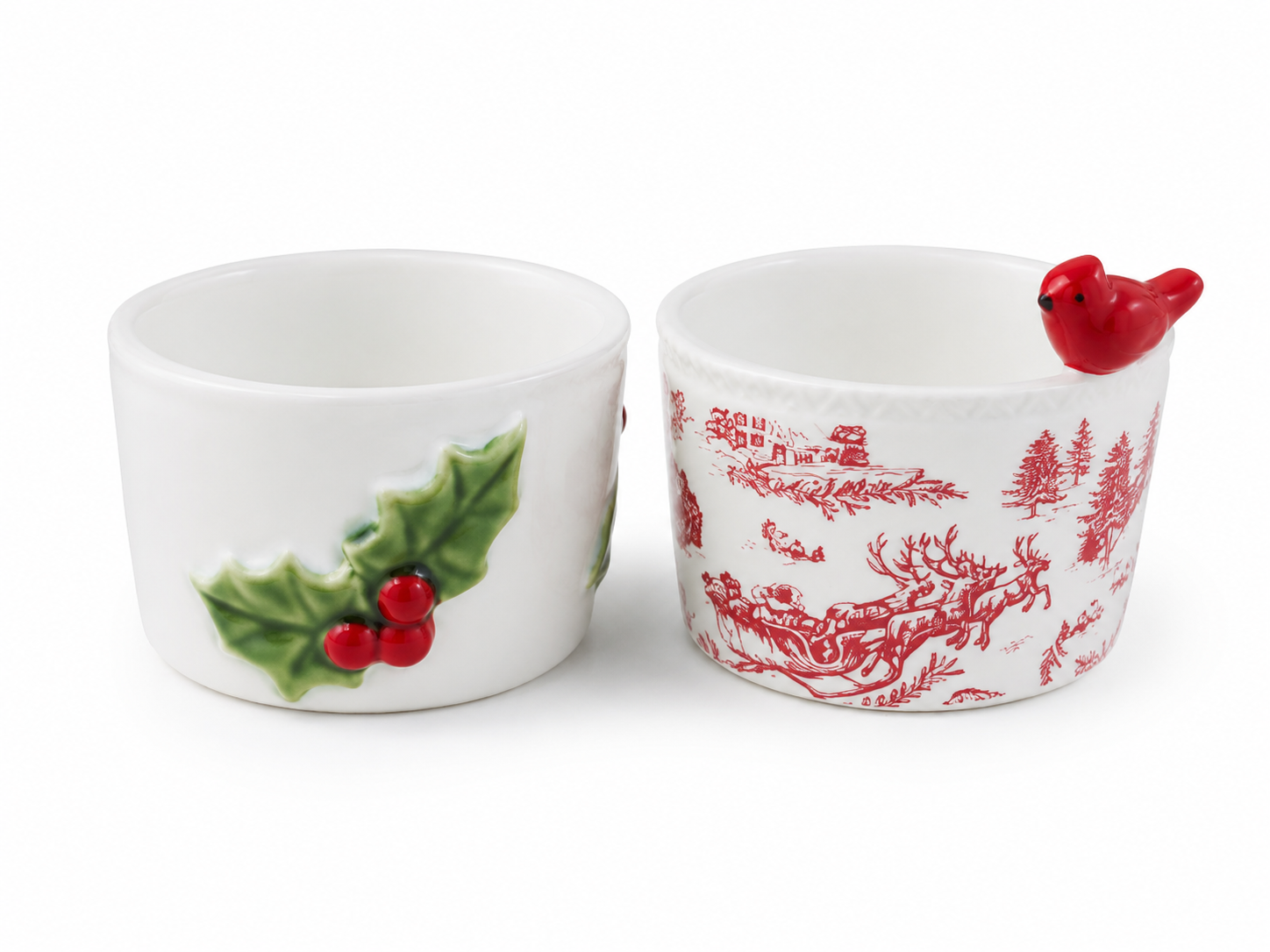 Cardinal and Holly Tibit Bowl Set of Two