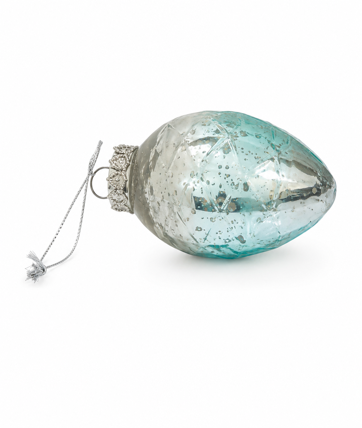 BLUE/GRAY EGG GLASS ORNAMENT