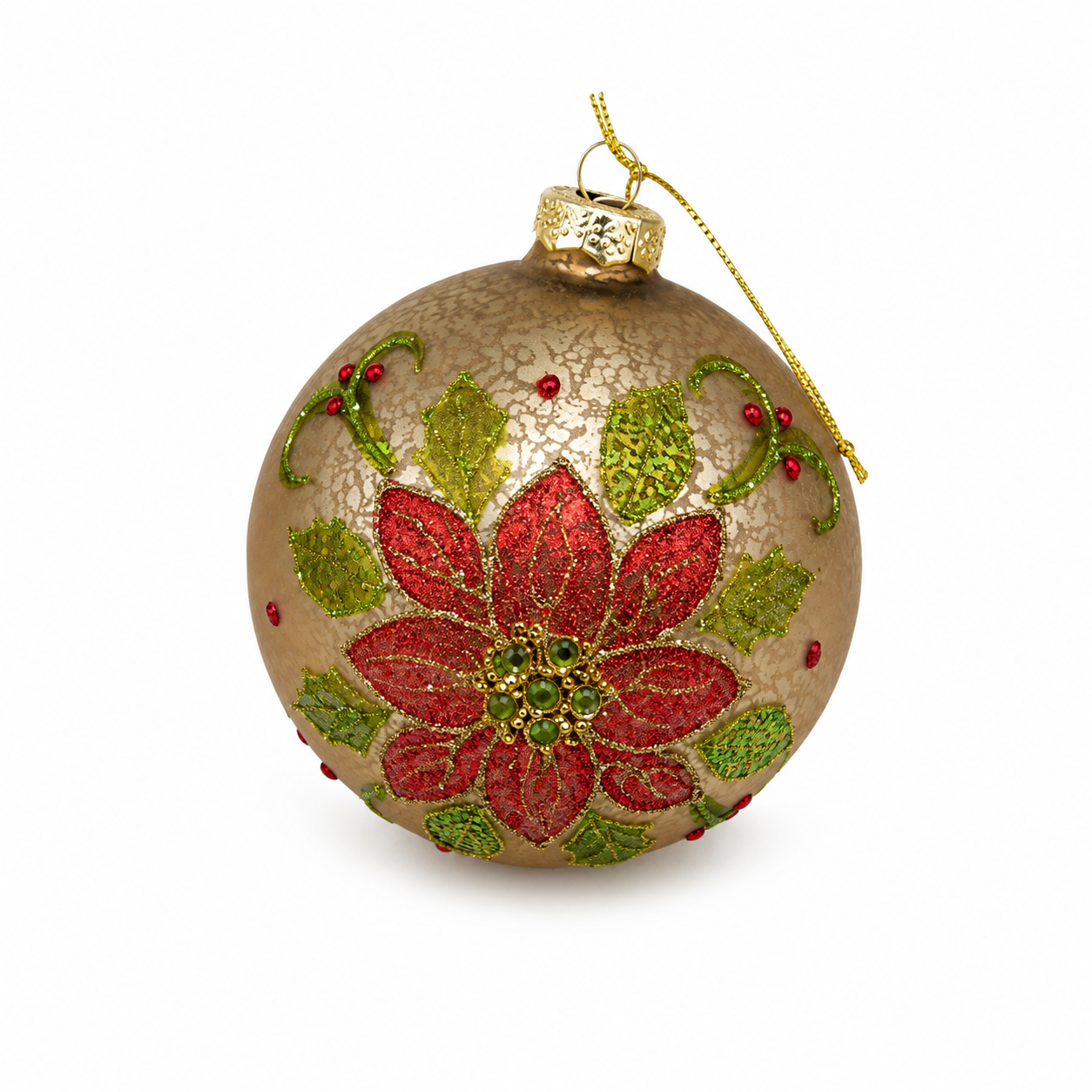 Ornament - Traditional Gold, Red & Green Christmas Ball