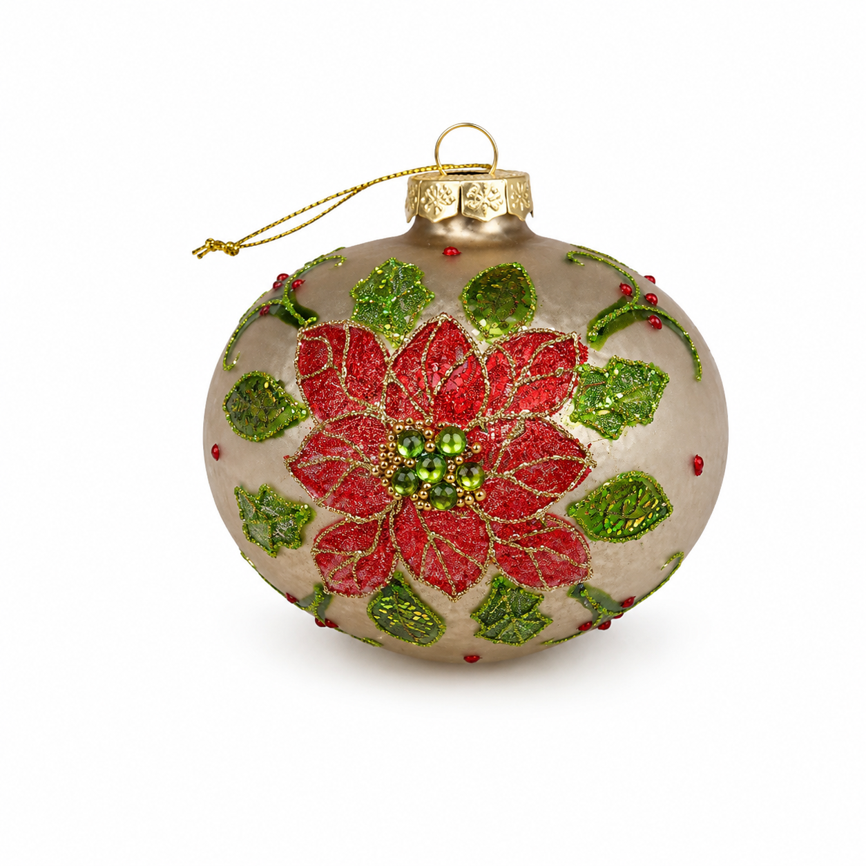 Ornament - Traditional Gold, Red & Green Christmas Ball