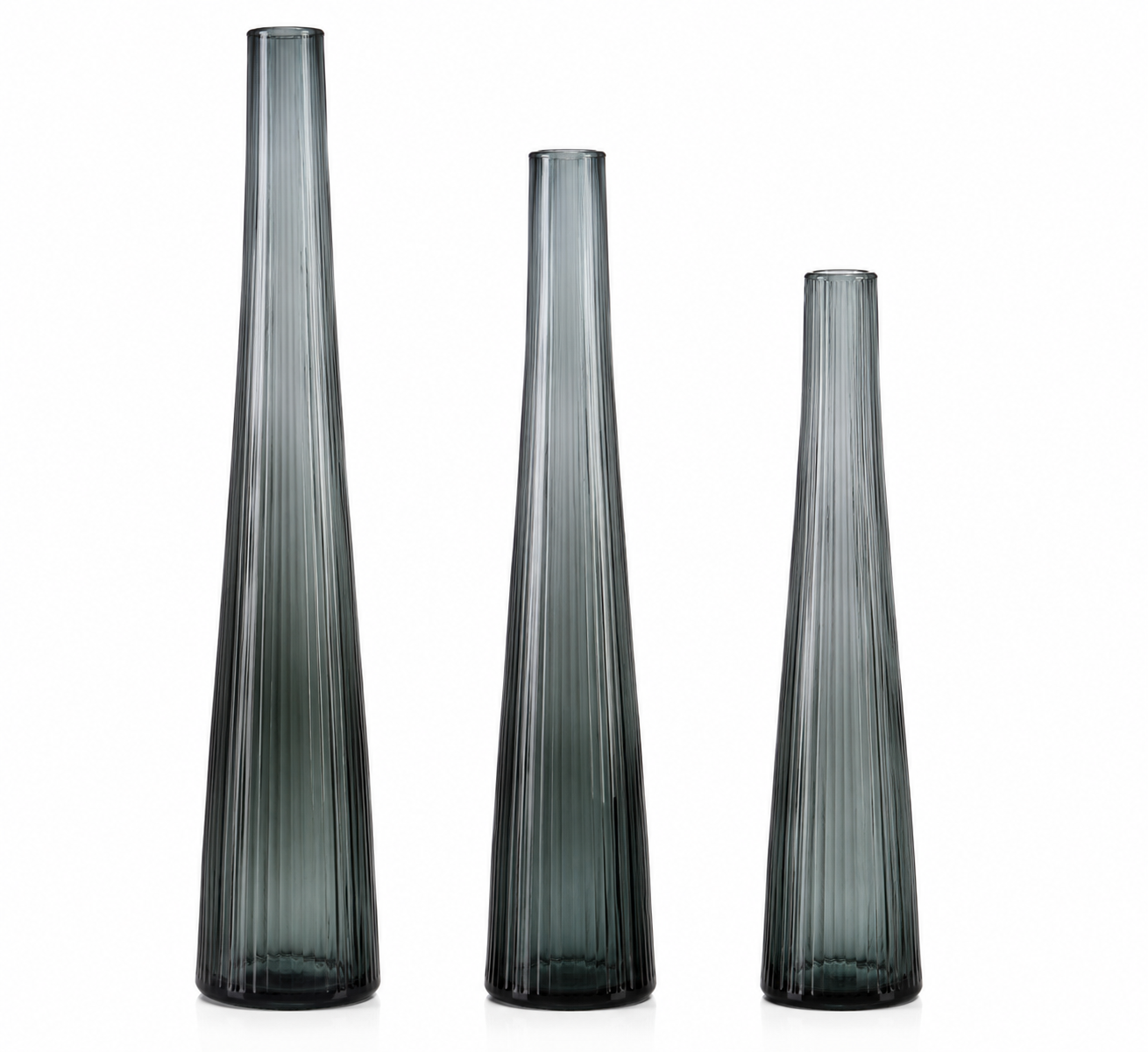 Set de Floreros Eclipse Cristal Ahumado 3 Piezas