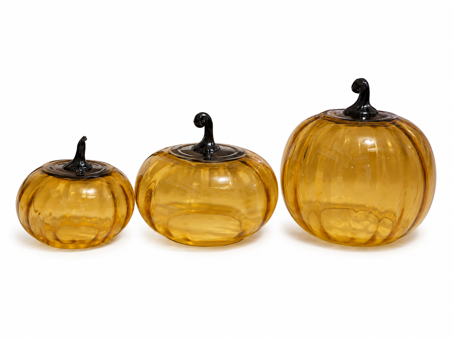 Calabaza Decorativa de Vidrio Ámbar “Golden Glow” Set Of 3