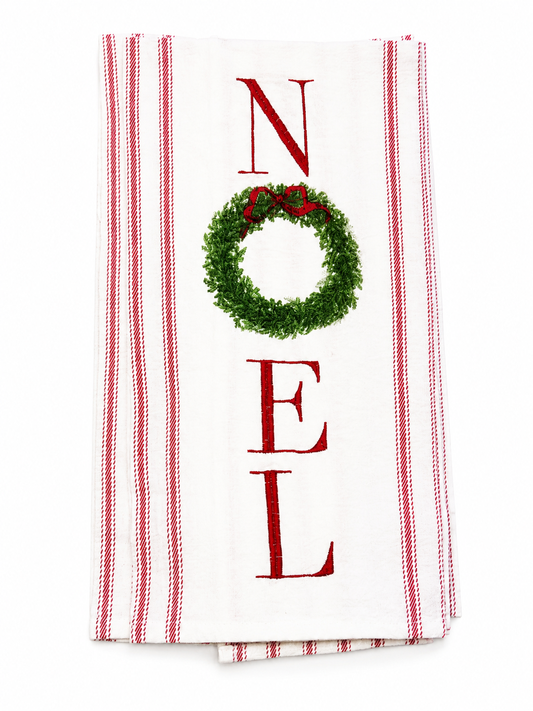 Fabric Embroidered Wreath Tea Towel