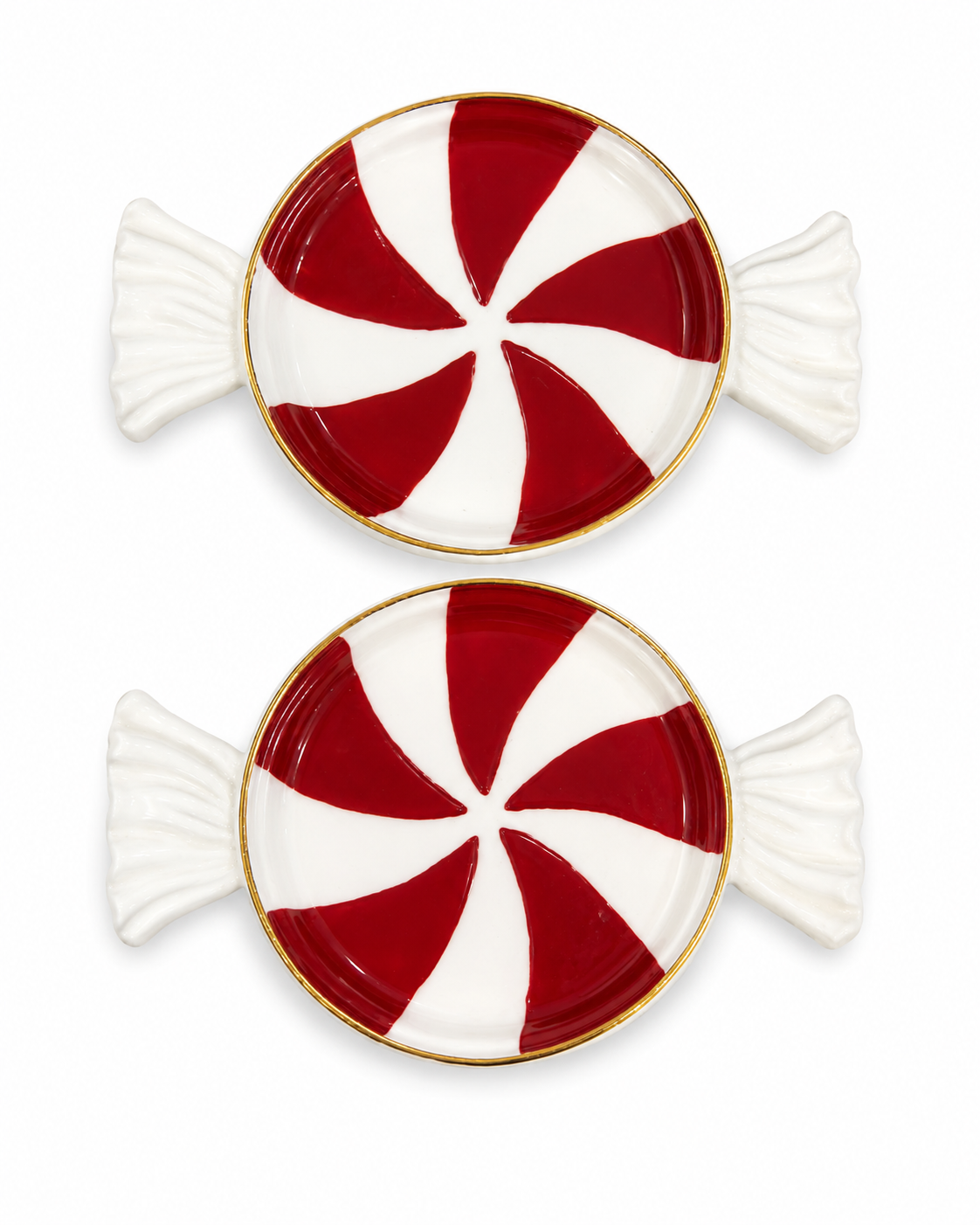 Red Candy Tidbit Plate Set Of Two