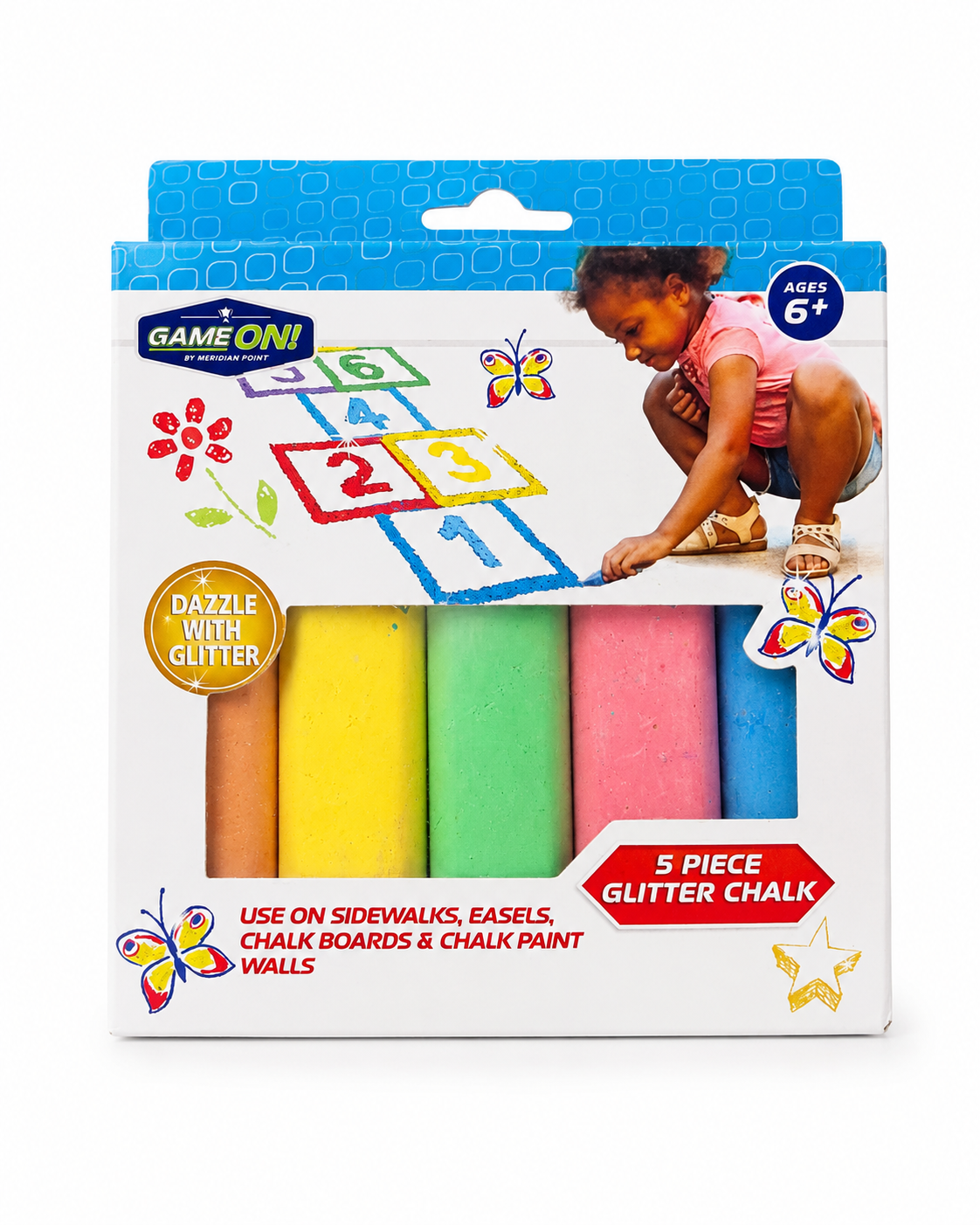 5 Piece Glitter Sidewalk Chalk