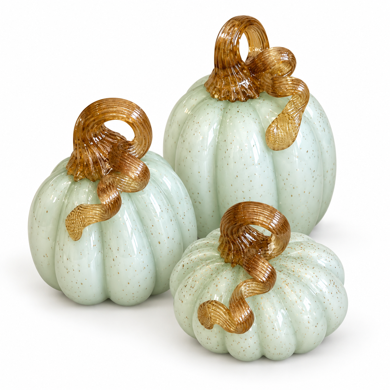 Set de Tres Calabazas de Vidrio en Color Verde Menta