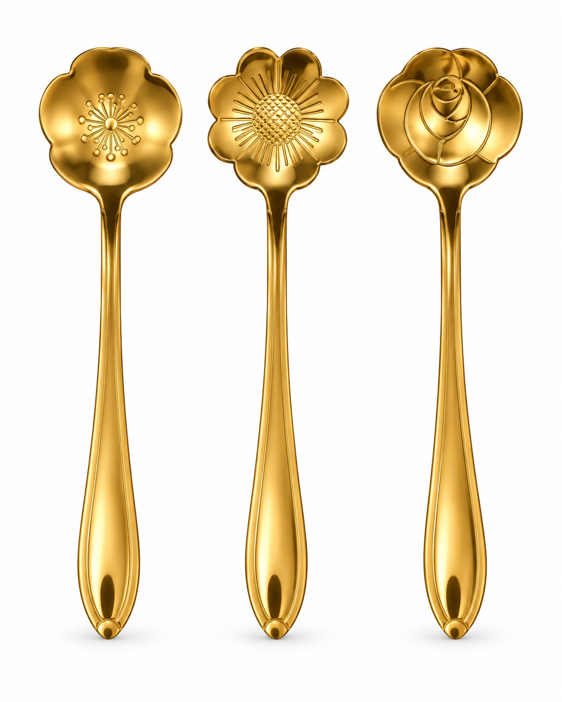 Set de Tres Cucharillas Doradas