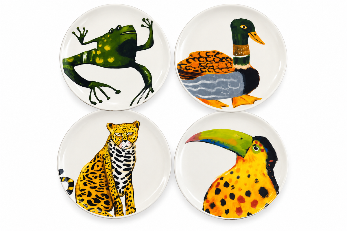 Set of 4 Platos Decorativos de Animales