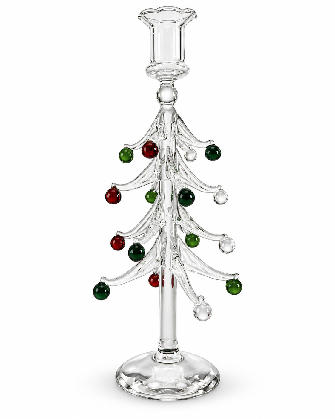 Holiday Tree Glass Taper Holder — 11.75"