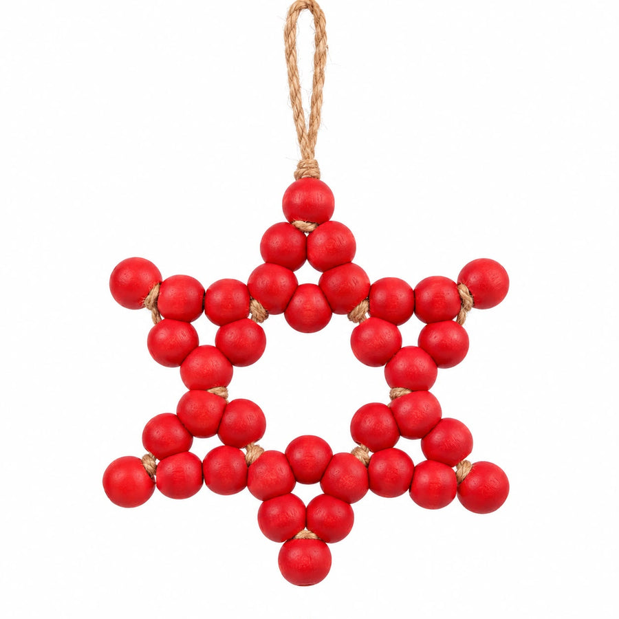 Ornamento de Estrella Roja en Madera