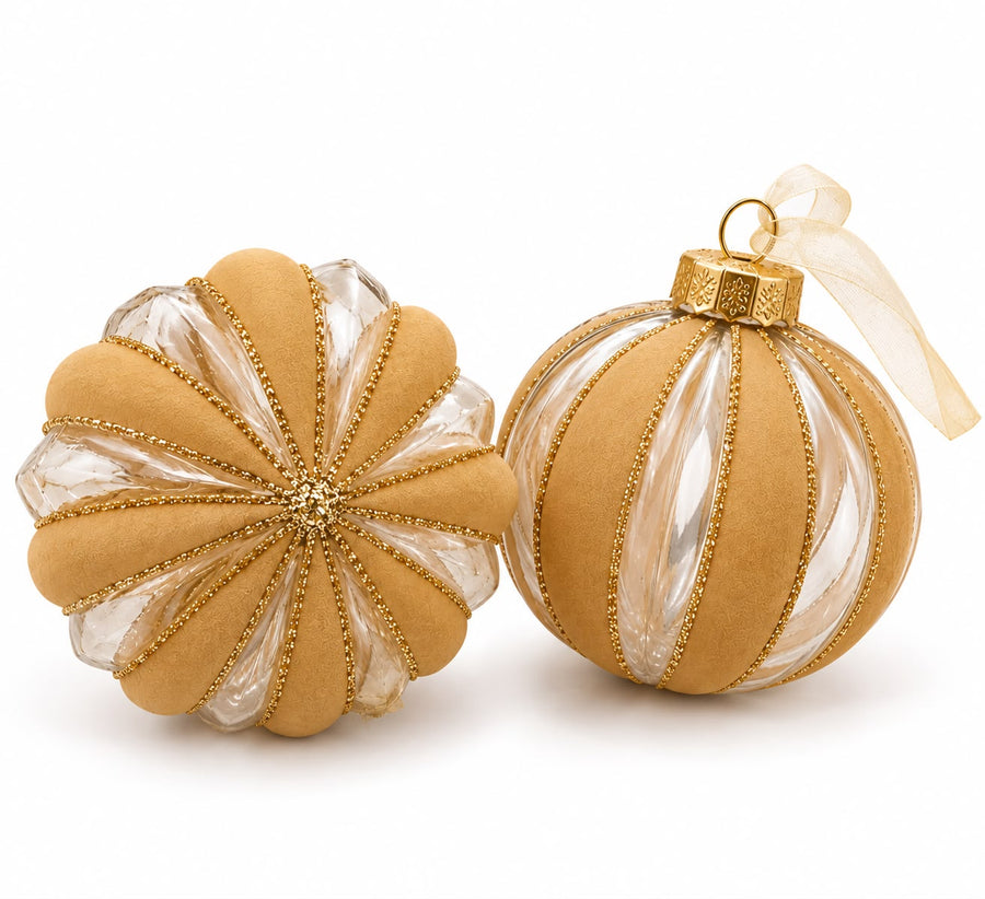 Set of 2 Ornamentos Golden Champagne Elegance