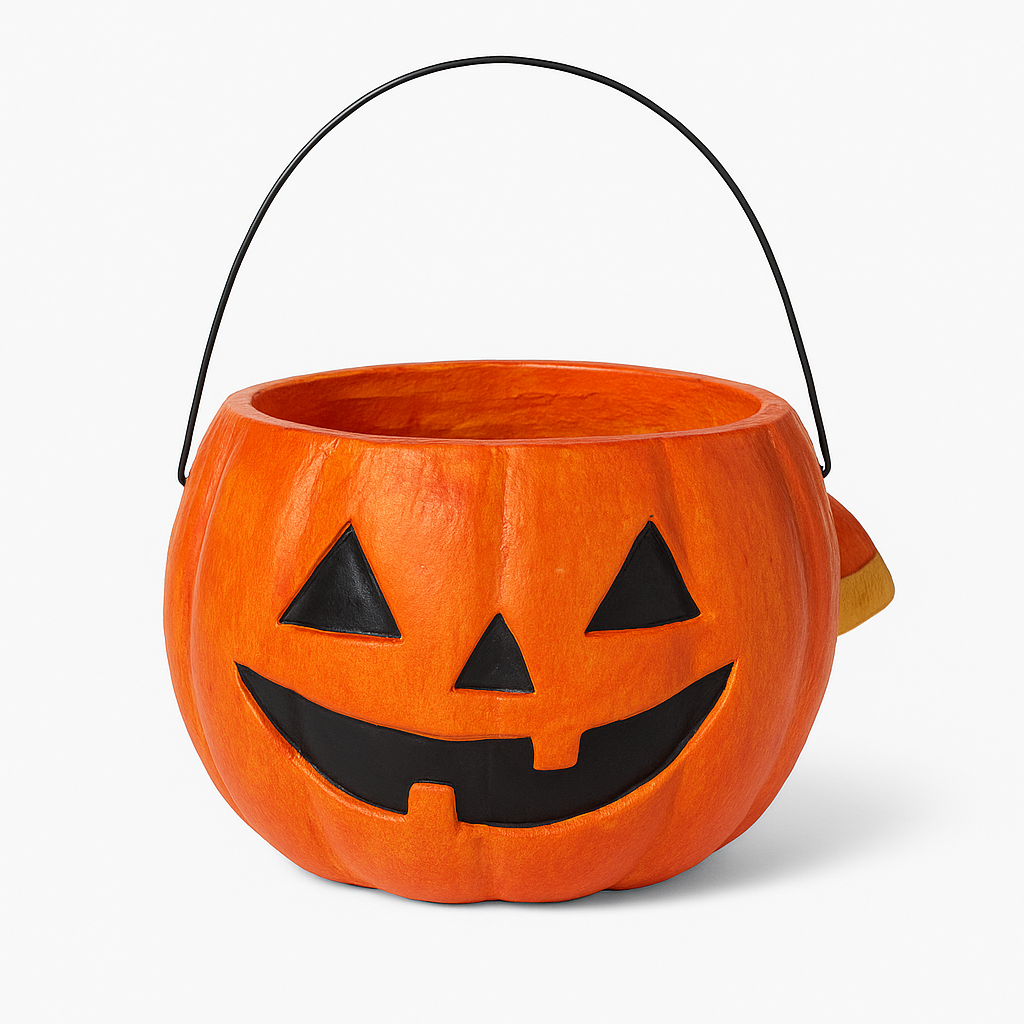 Calabaza Decorativa con Asa Metálica | Pumpkin Candy Bucket - L