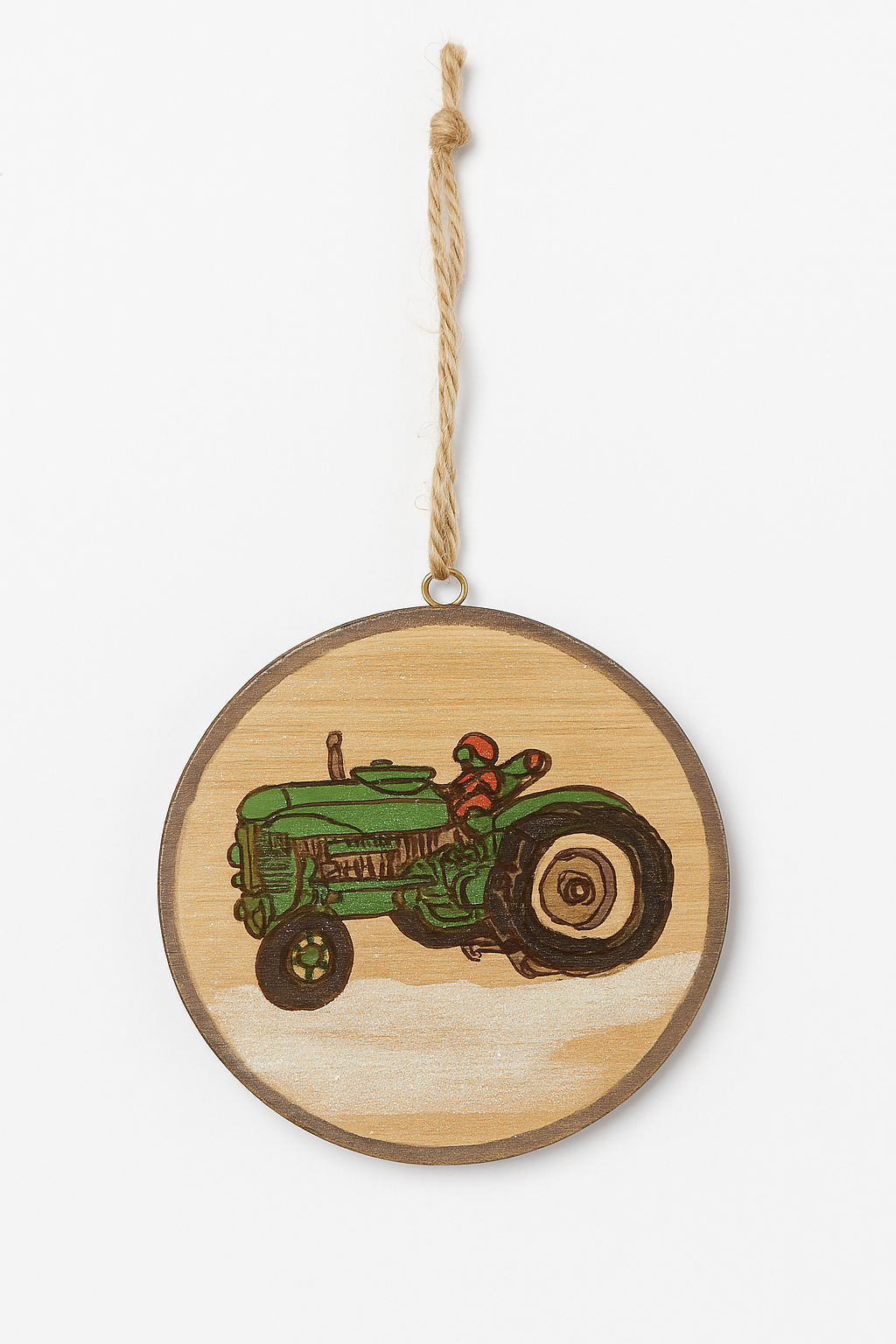 Adorno Navideño de Madera con Tractor Verde | Rustic Christmas Tractor Ornament