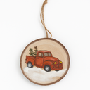 Adorno Navideño de Madera con Tractor Verde | Rustic Christmas Tractor Ornament
